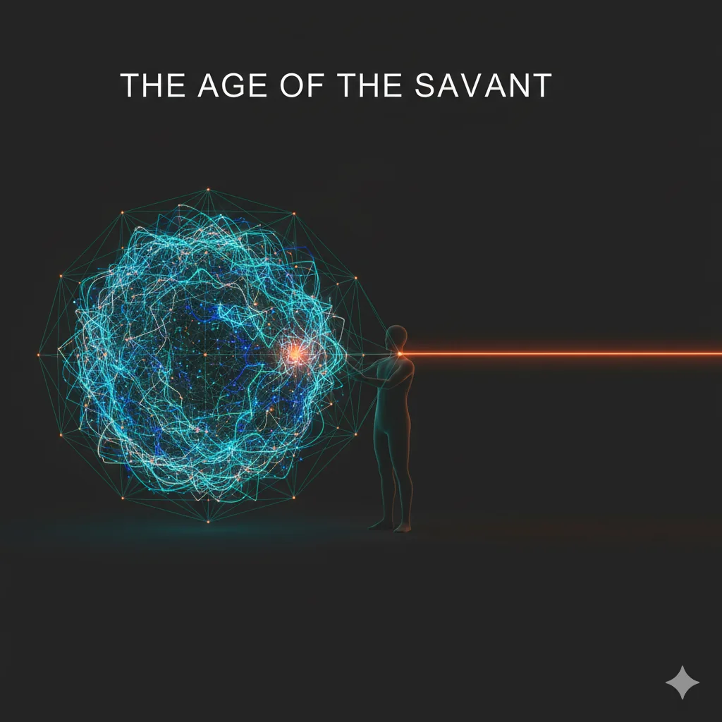 The Age of the Savant - AI Question Engine concept visualization